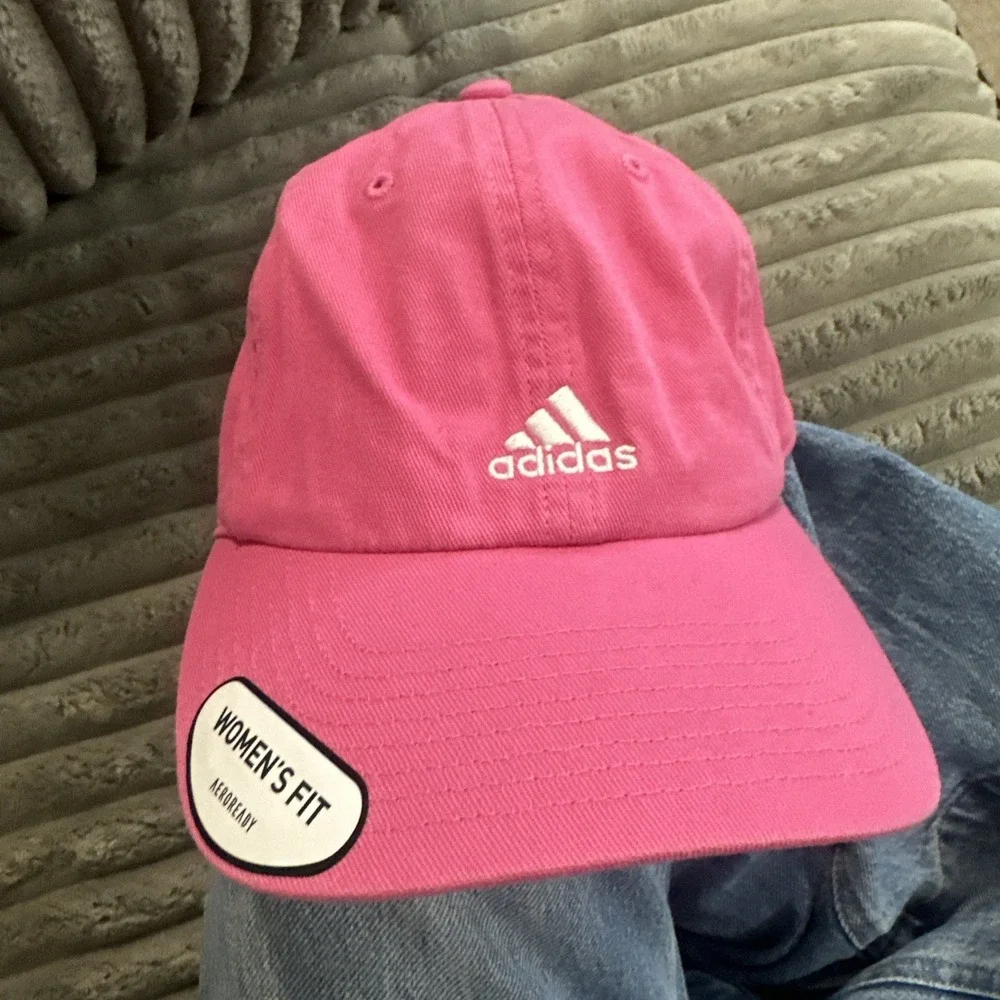 Adidas Baseball Hat Cap Strap Back Pink Twill Womens Fit AEROREADY OS Barbie NWT